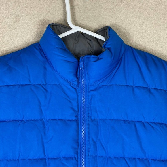 Gap Vest Adult 2XL Blue Bodywarmer Plaid Full Zip Pocket Mock Neck Mens - Picture 2 of 11